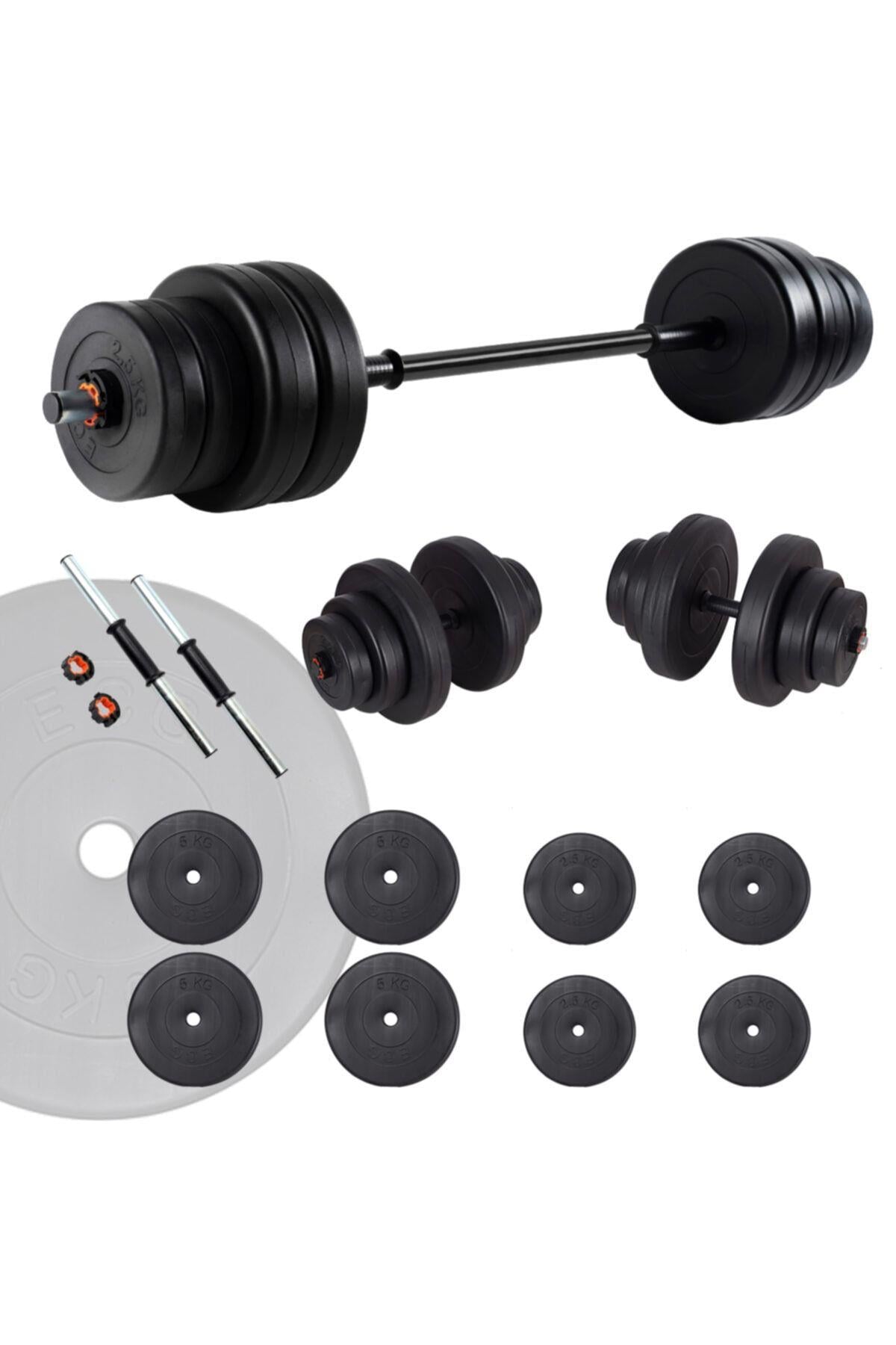 Ecgspor 35 KG Halter Seti ve Dambıl Seti Ağırlık Fitness Seti