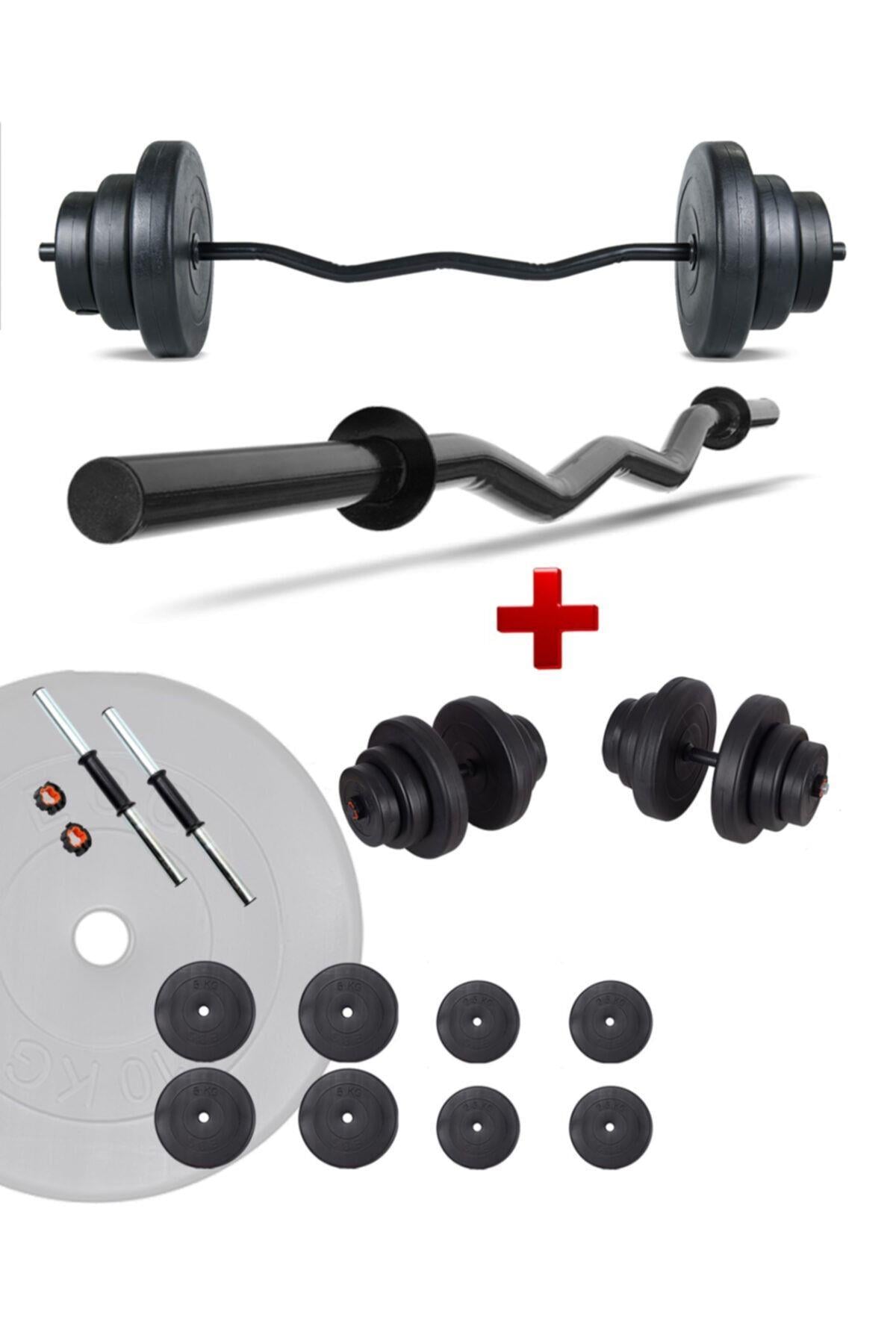 Ecgspor 35 KG Z BAR Halter Seti ve Dambıl Seti Ağırlık Fitness Seti