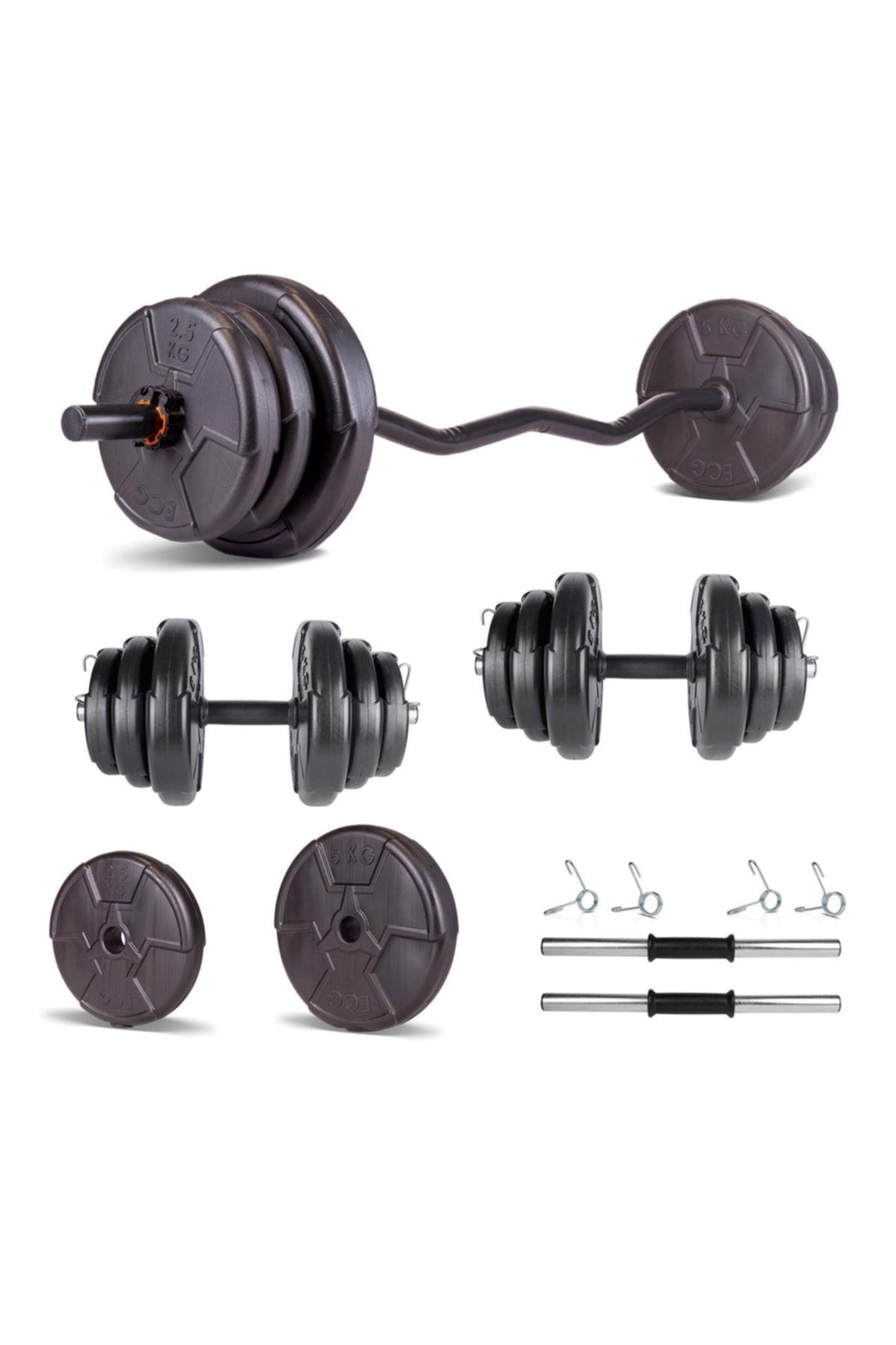 Ecgspor HERO Serisi 25 Kg Z Bar Halter Seti ve Dambıl Seti Ağırlık Fitness Seti