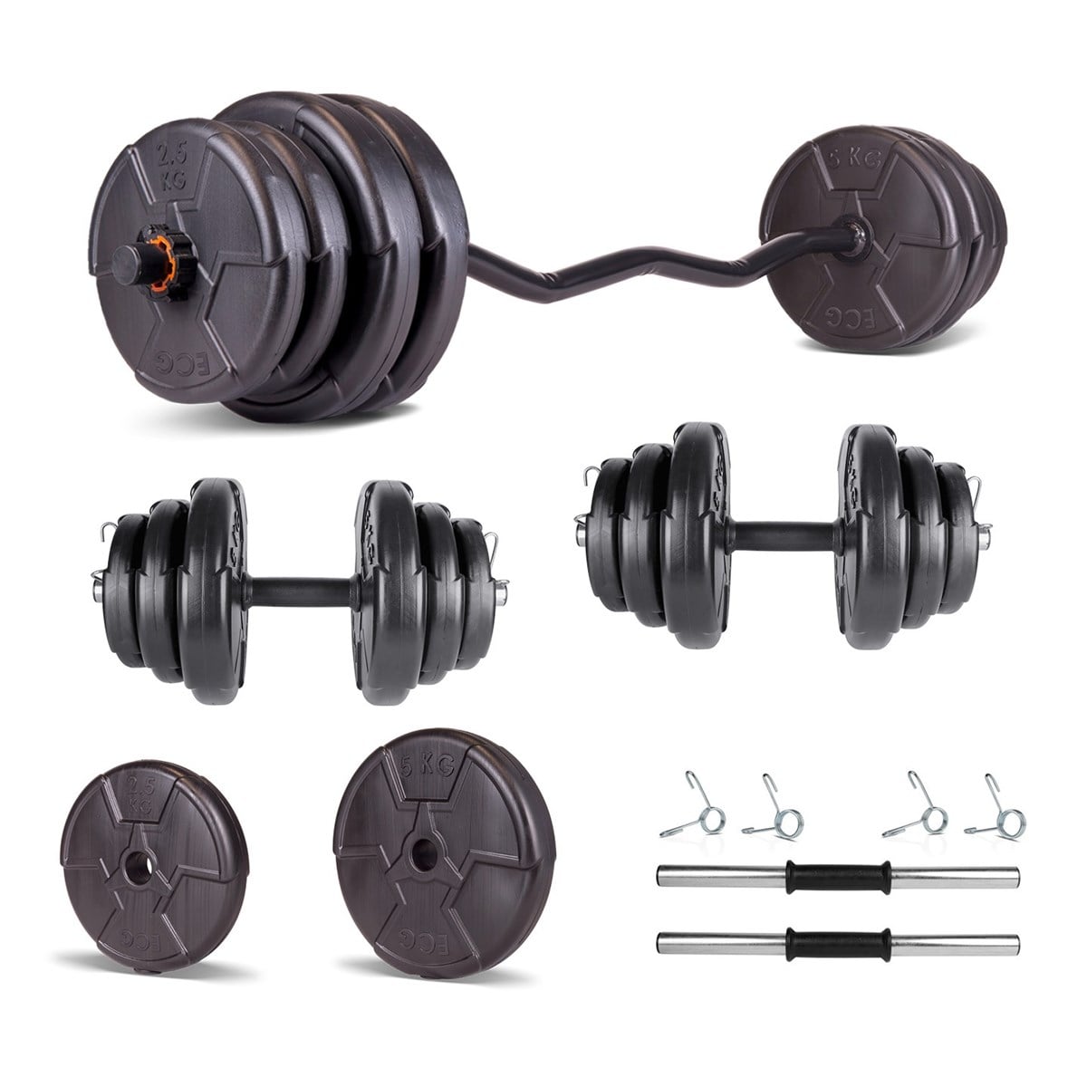 Ecgspor HERO Serisi 35 Kg Z Bar Halter Seti ve Dambıl Seti Ağırlık Fitness Seti