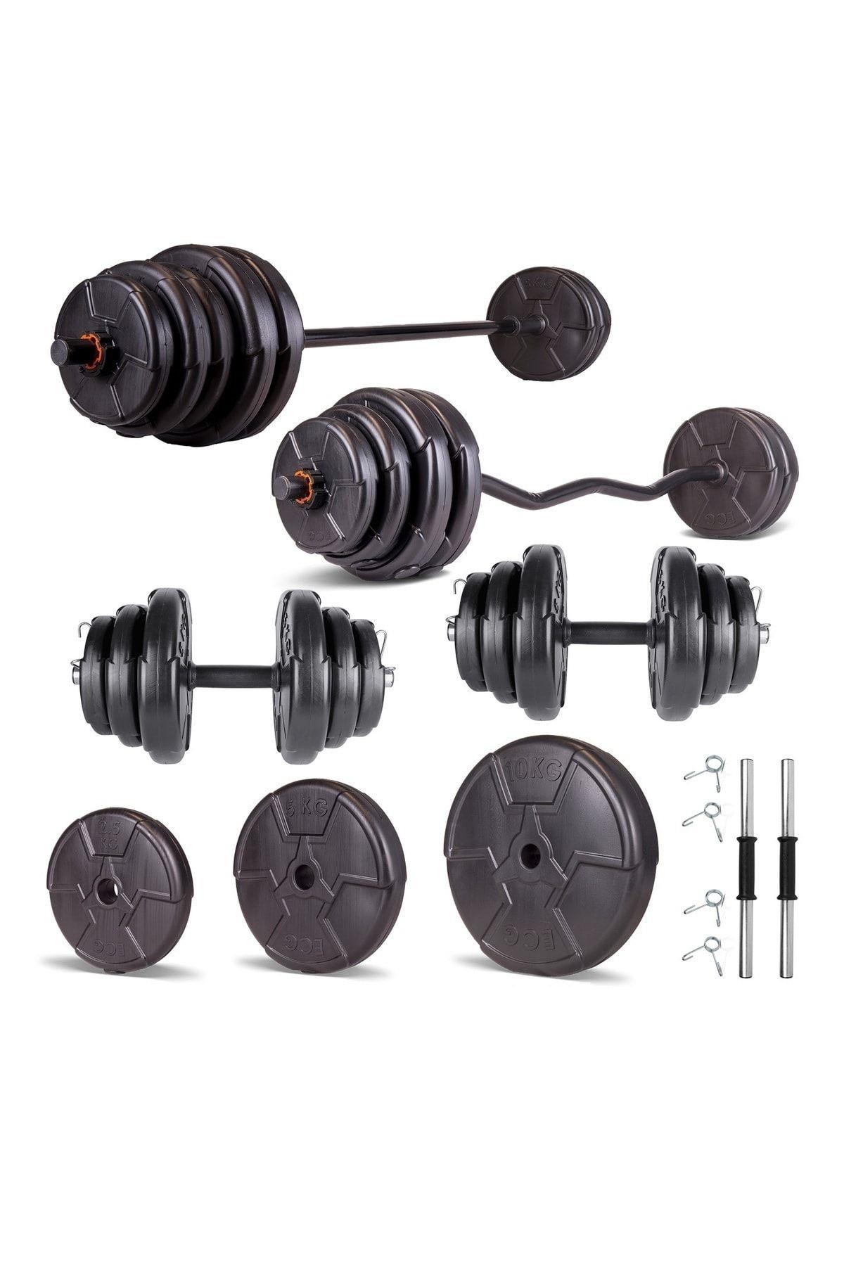 Ecgspor HERO Serisi 58 Kg Z Bar Halter Seti ve Dambıl Seti Ağırlık Fitness Seti