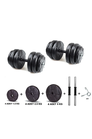 Ecgspor 36 Kg (2x 18kg) Dambıl Seti Siyah