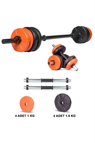 Ecgspor Halter ve Dambıl Seti 13–23 kg – Turuncu / Kırmızı