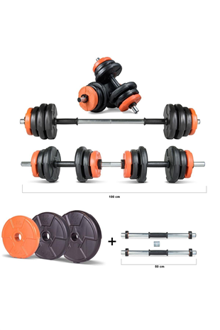 Ecgspor Multifonksiyonel Halter ve Dambıl Seti 17–22 kg – Birleştirilebilir Barlı