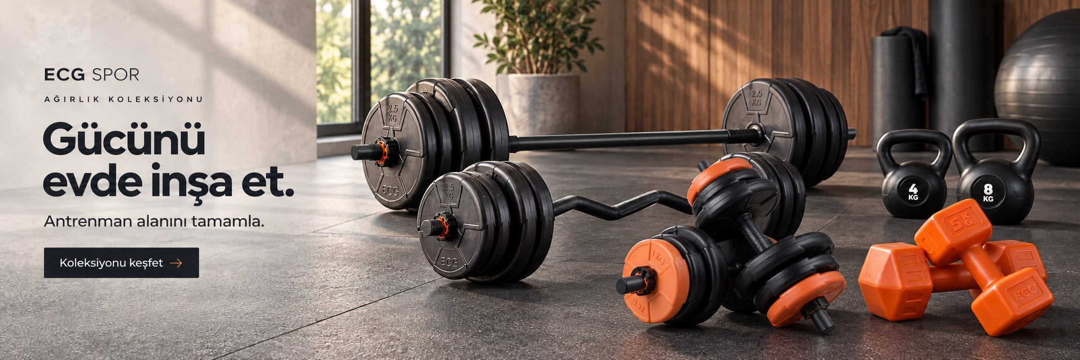 ECG ağırlık koleksiyonu, 21 kg turuncu set ve Z bar
