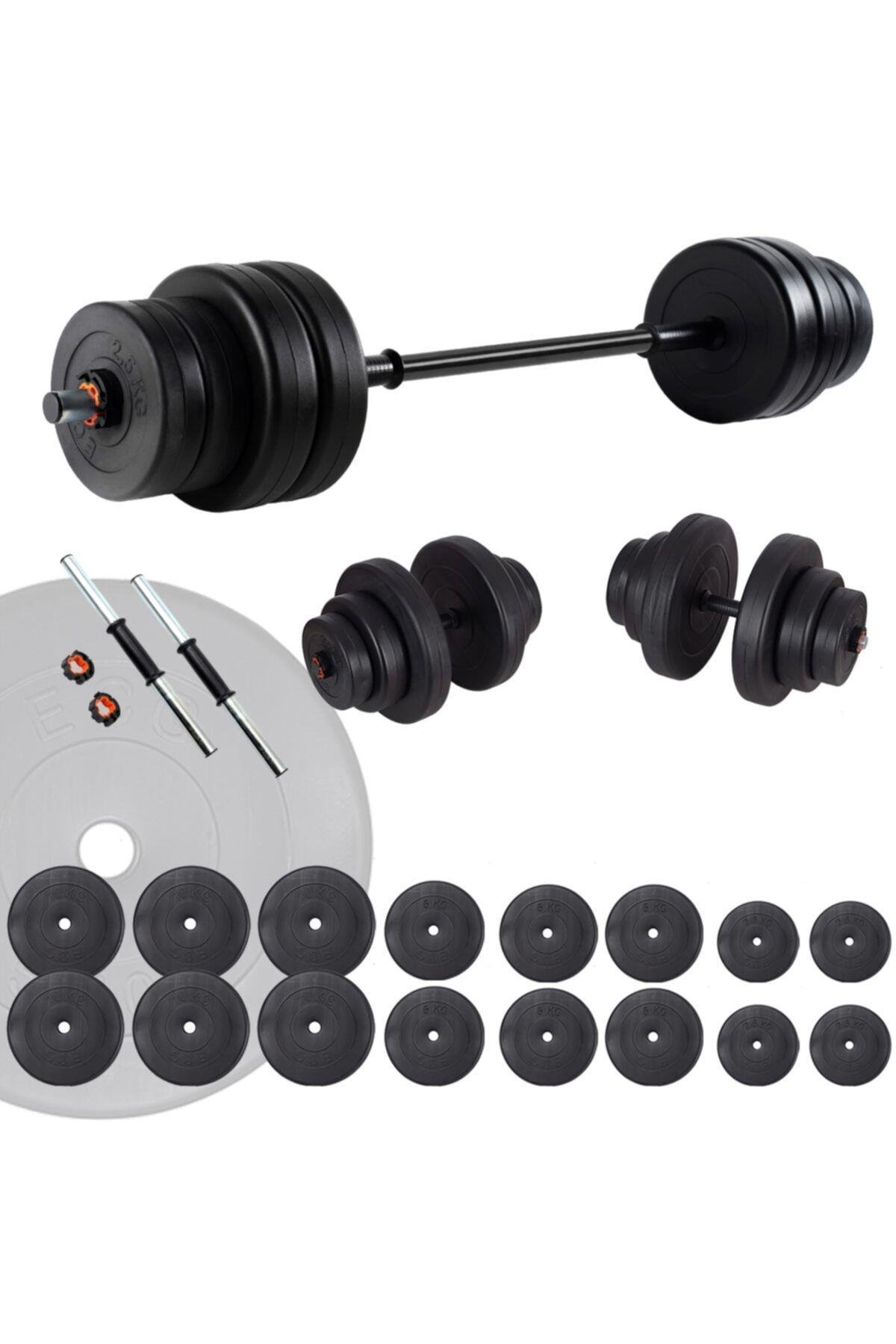 Ecgspor 105 KG Dambıl Seti ve Halter Seti Ağırlık Fitness Seti