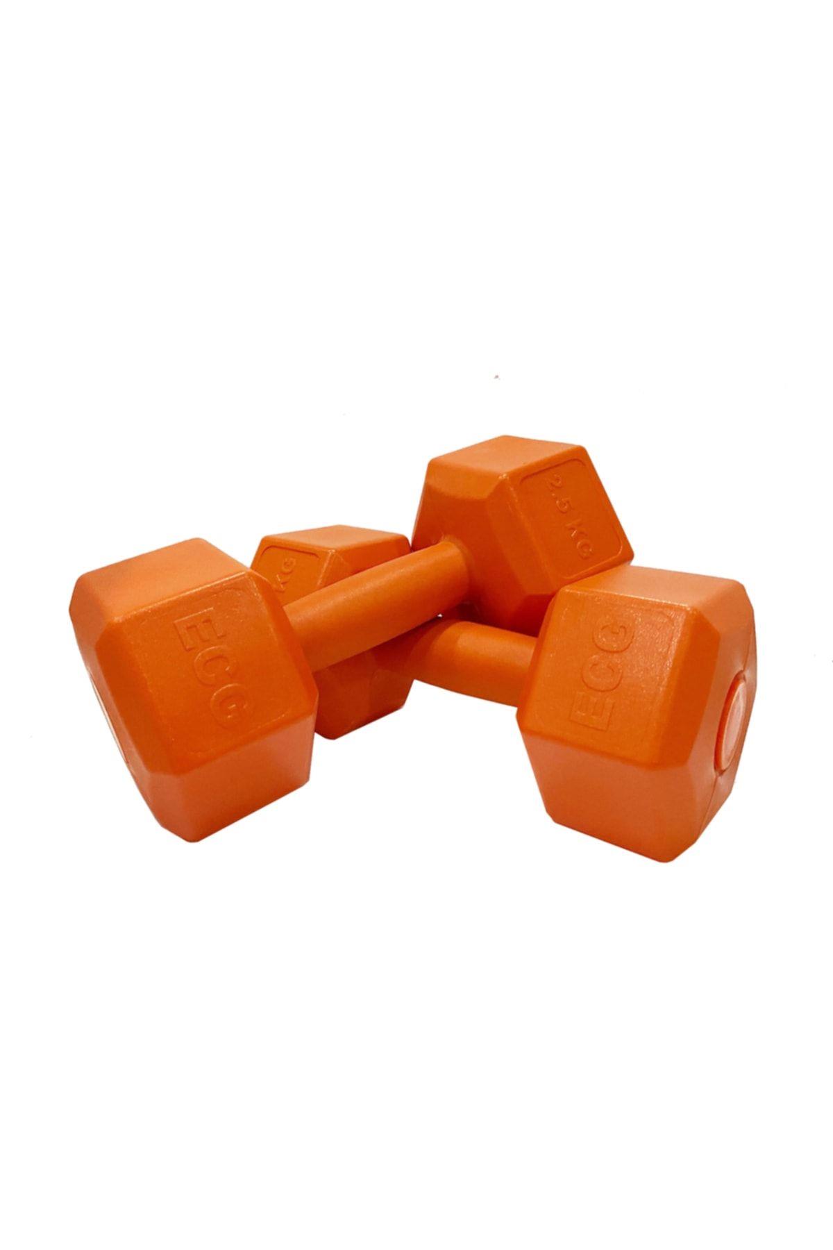 Ecgspor 2.5 Kg Altıgen Turuncu Dambıl Seti 2.5 Kg x 2 Adet Toplam 5 Kg Ağırlık Seti 