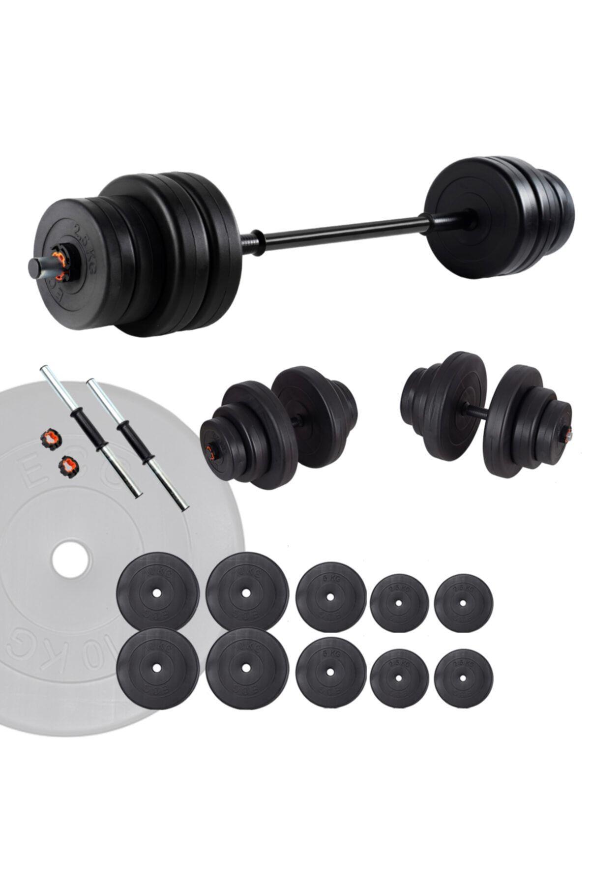 Ecgspor 65 KG Halter Seti ve Dambıl Seti  Ağırlık Fitness Seti