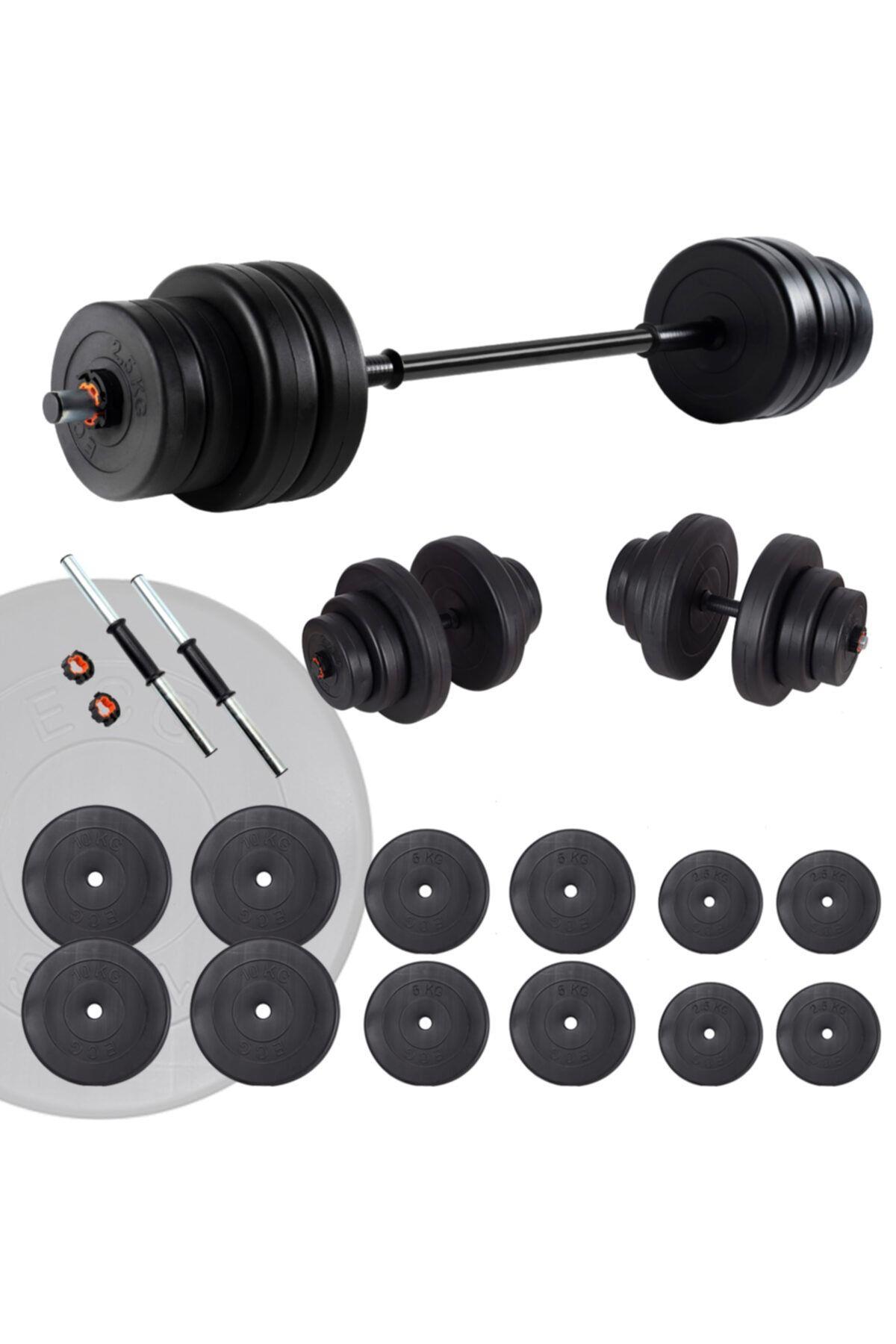 Ecgspor 75 KG Halter Seti ve Dambıl Seti Ağırlık Fitness Seti