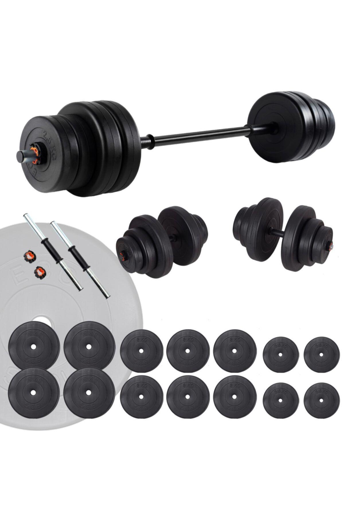 Ecgspor 85 KG Halter Seti ve Dambıl Seti Ağırlık Fitness Seti