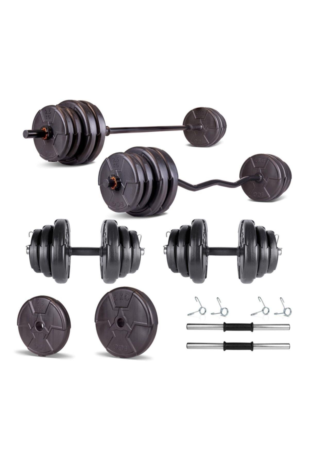 Ecgspor HERO Serisi 38 Kg Z Bar Halter Seti ve Dambıl Seti Ağırlık Fitness Seti