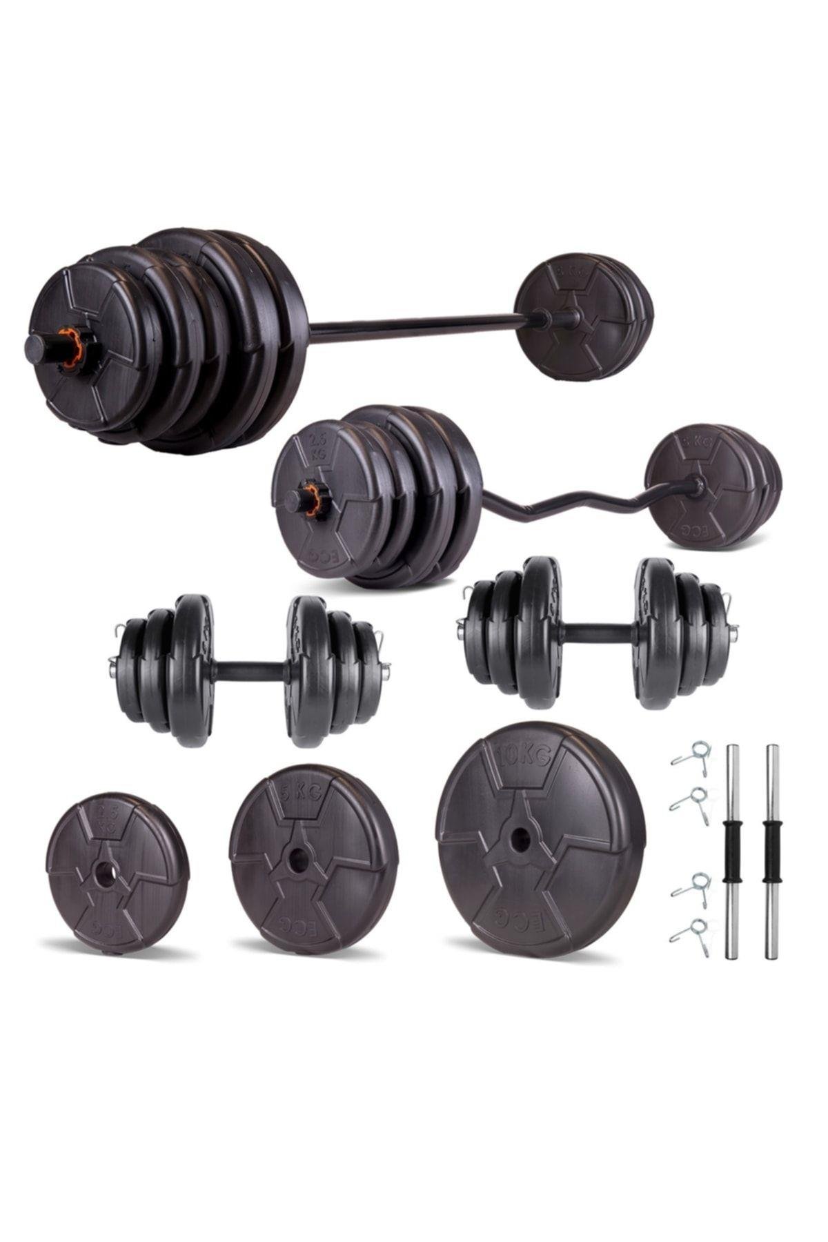Ecgspor HERO Serisi 48 Kg Z Bar Halter Seti ve Dambıl Seti Ağırlık Fitness Seti