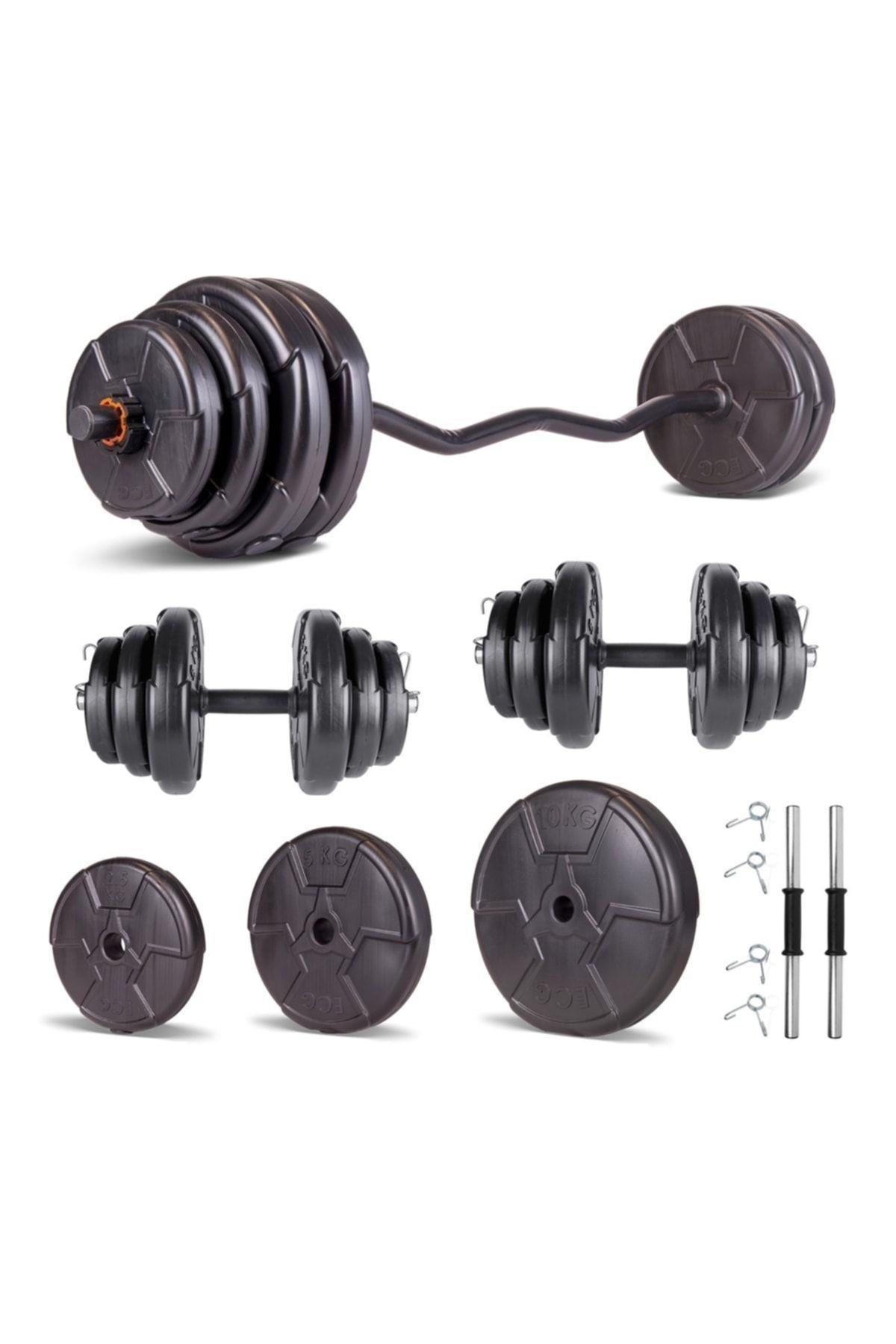 Ecgspor HERO Serisi 55 Kg Z Bar Halter Seti ve Dambıl Seti Ağırlık Fitness Seti