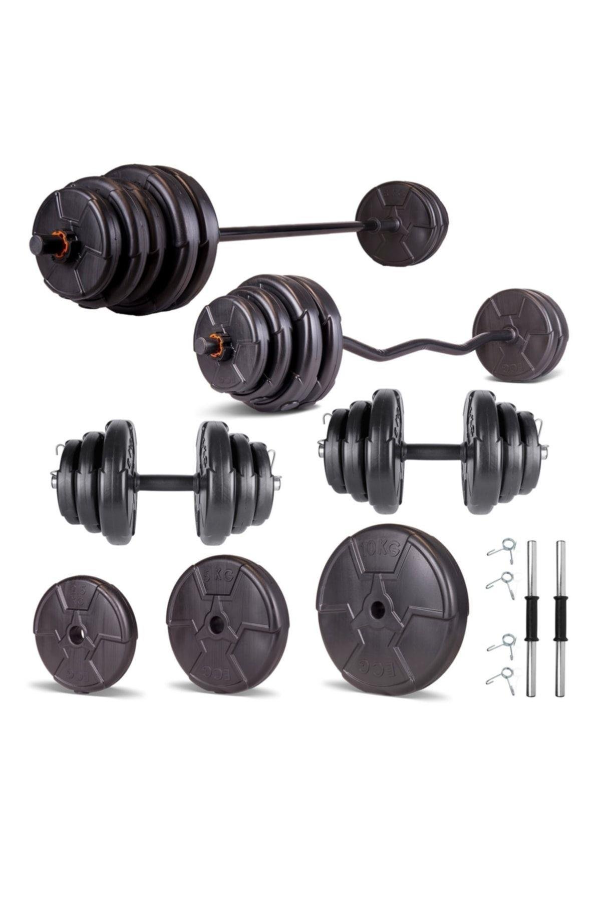 Ecgspor HERO Serisi 88 Kg Z Bar Halter Seti ve Dambıl Seti Ağırlık Fitness Seti