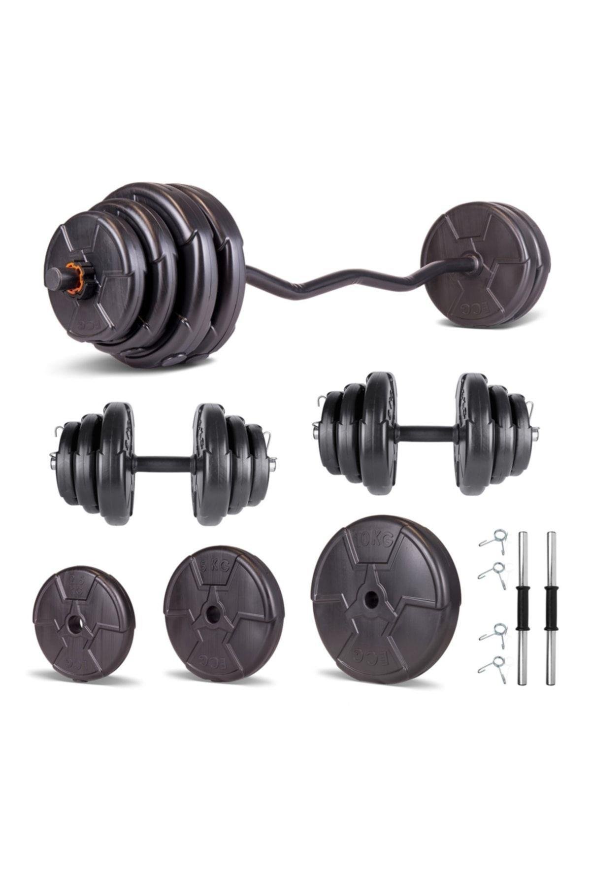 Ecgspor HERO Serisi 95 Kg Z Bar Halter Seti ve Dambıl Seti Ağırlık Fitness Seti