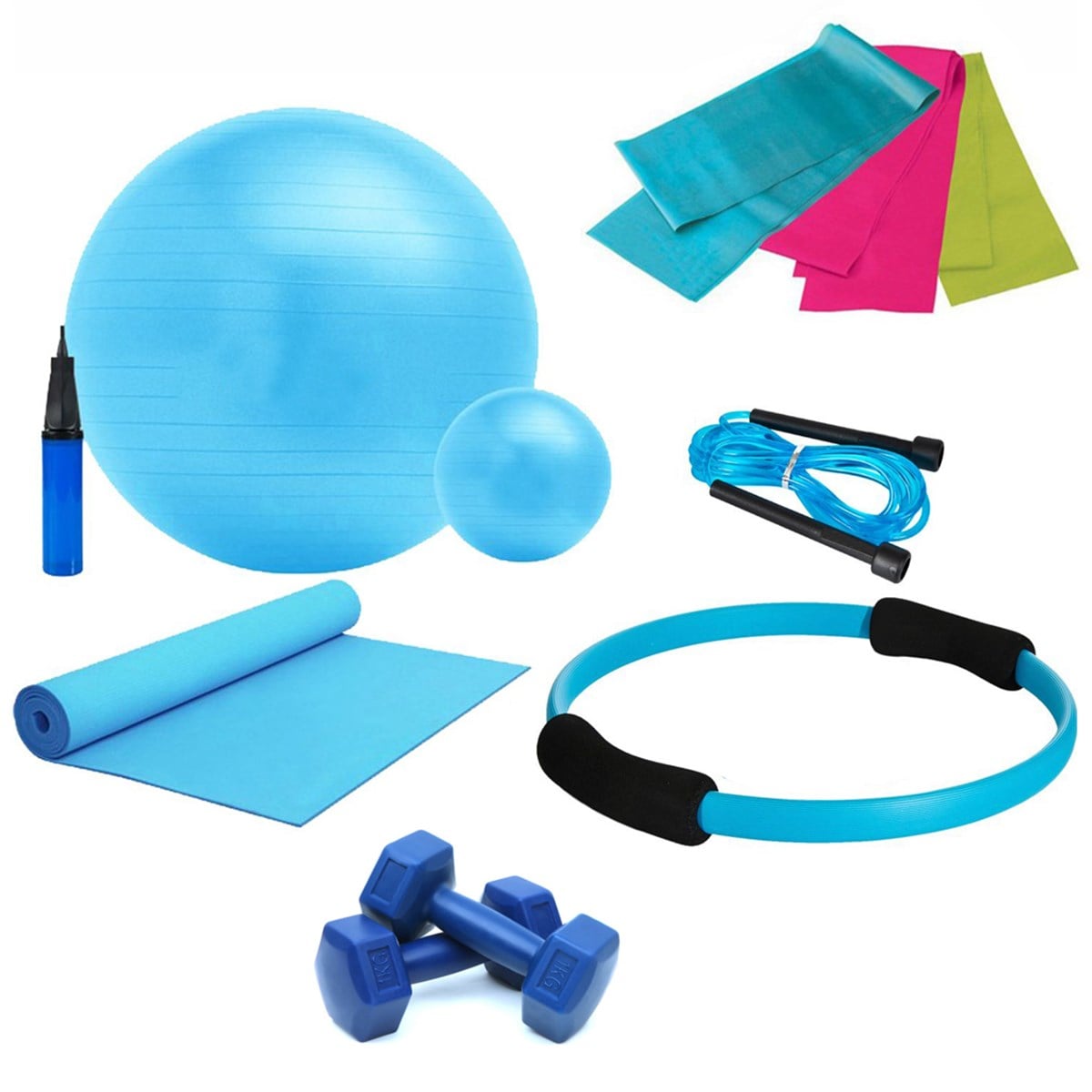 Ecgspor Ultra Delux Pilates Seti & Yoga Seti Mavi