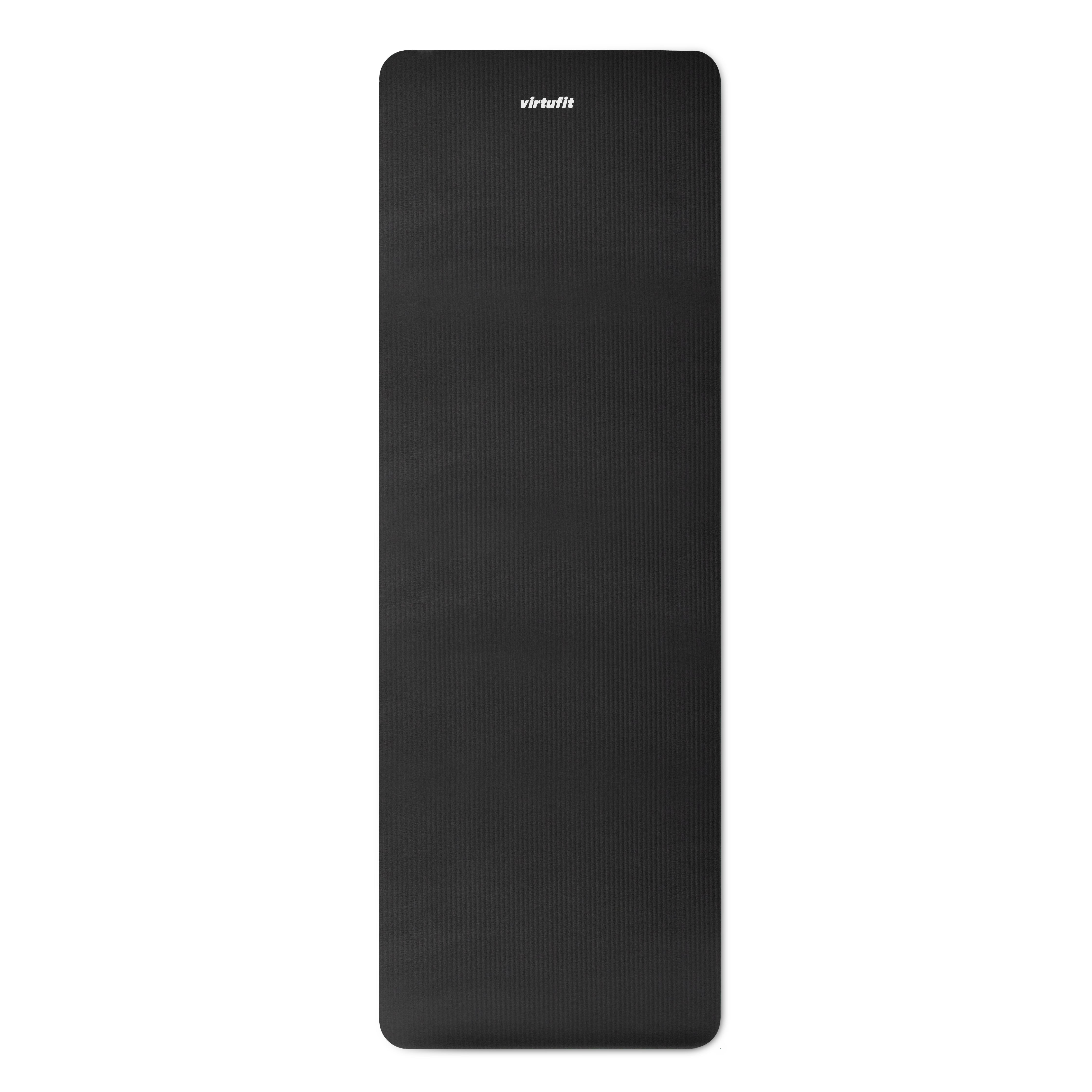 VirtuFit NBR Fitness Matı – 180 × 60 × 1,5 cm – Siyah – Taşıma İpli