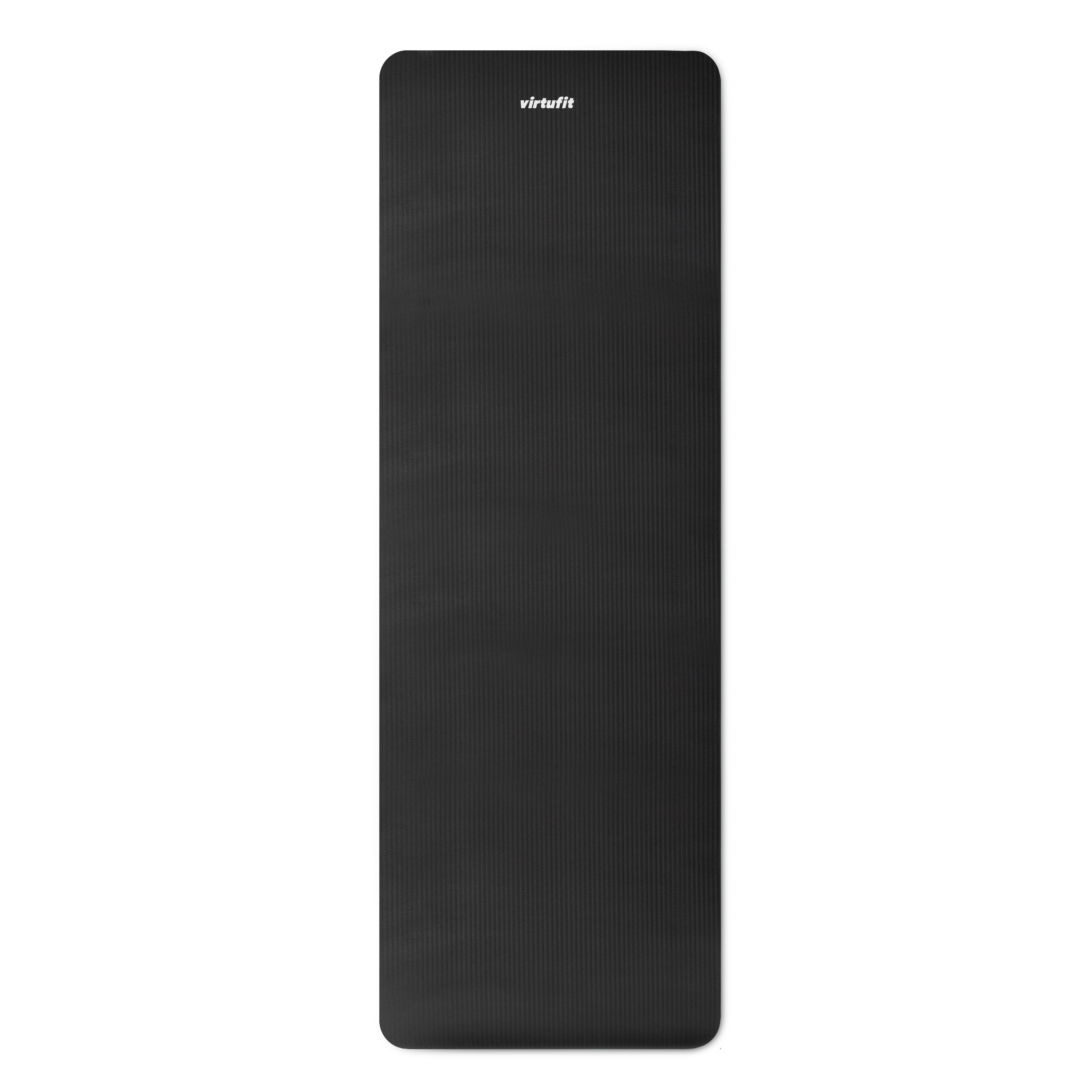 VirtuFit NBR Fitness Matı – 180 × 60 × 1,5 cm – Siyah – Taşıma İpli