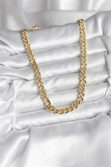 14K Gold Renk Kaplama Kalın Zincir Model CM Kadın Kolye