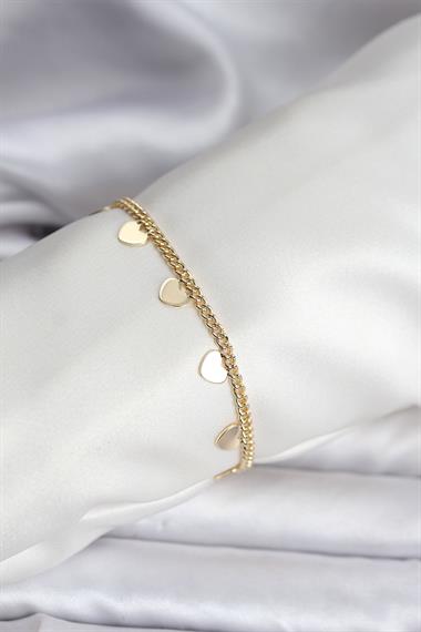14K Gold Renk Kaplama Kalpli Model CM Kadın Bileklik