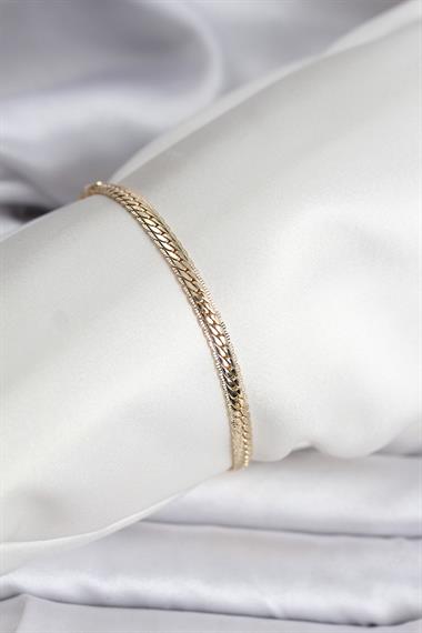 14K Gold Renk Kaplama Lazer Ezme Zincir Model CM Kadın Bileklik