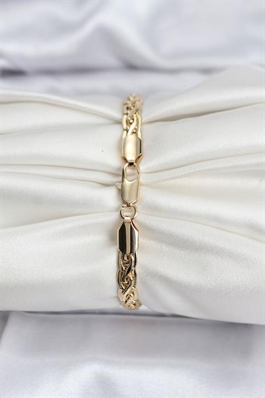 14K Gold Renk Kaplama Lazer Zincir Model CM Kadın Bileklik