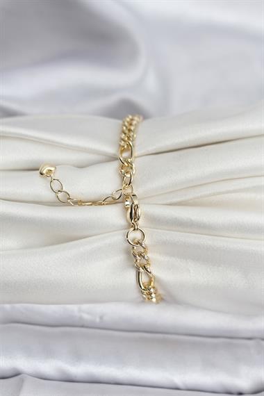 14K Gold Renk Kaplama Lazerli Zincir Model CM Kadın Bileklik