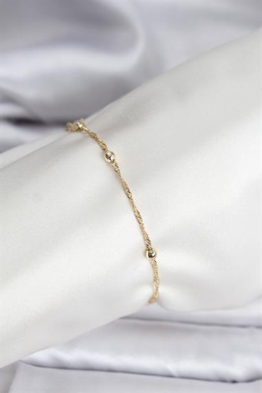 14K Gold Renk Kaplama Topçuklu Model CM Kadın Bileklik