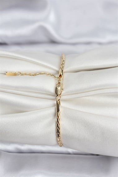 14K Gold Renk Kaplama Zincirli Model CM Kadın Bileklik