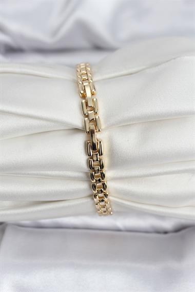 14K Gold Renk Kaplama Zirkon Kare Taşlı CM Kadın Bileklik
