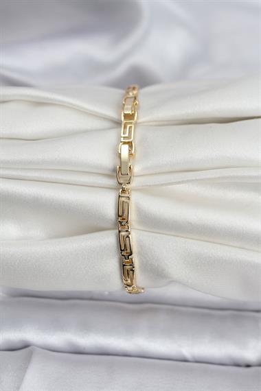 14K Gold Renk Kaplama Zirkon Taşlı Baget Model CM Kadın Bileklik