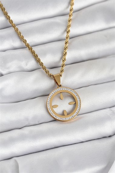 316L Çelik Burgu Zincir Model Çeyrek Takılabilir Kadın Kolye