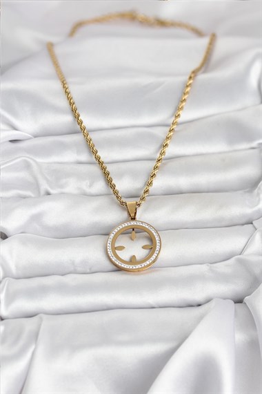 316L Çelik Burgu Zincir Model Çeyrek Takılabilir Kadın Kolye