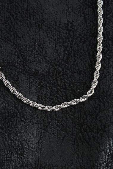 316L Çelik Burgu Zincir Model Gümüş Renk Erkek Kolye