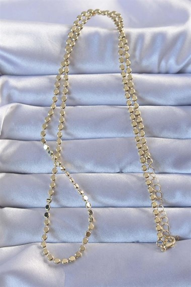 316L Çelik Gold Renk 60 cm Parçalı Ezme Kolye