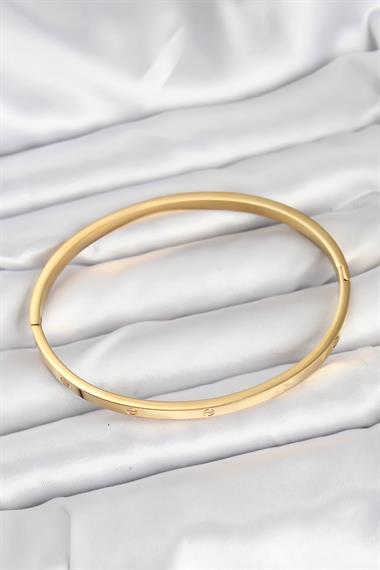 316L Çelik Gold Renk 65 mm İnce Kadın Kelepçe Bileklik