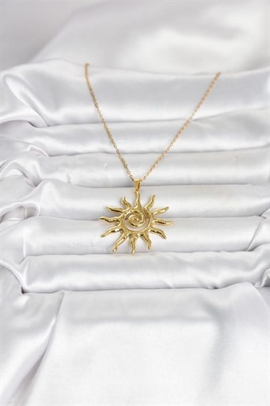 316L Çelik Gold Renk Bohem Güneş Model Kadın Kolye