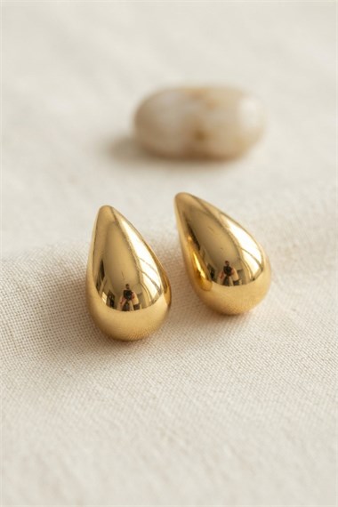 316L Çelik Gold Renk Damla Model Küpe