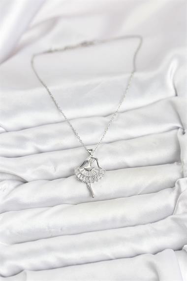 316L Çelik Gümüş Renk Balerin Model Kadın Kolye