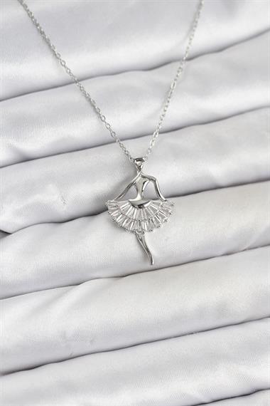 316L Çelik Gümüş Renk Balerin Model Kadın Kolye