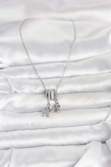 316L Çelik Gümüş Zirkon Taşlı Deniz Tema Charmlı Kadın Kolye