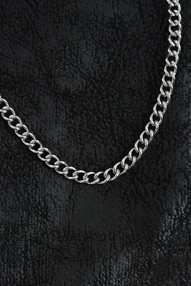 316L Çelik Klasik Oval Zincir Model Gümüş Renk Erkek Kolye