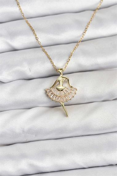 316L Çelik Zincir Gold Renk Balerin Model Kadın Kolye