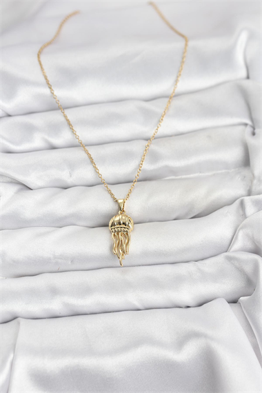 316L Çelik Zincir Gold Renk Deniz Anası Model Zirkon Taşlı Kadın Kolye