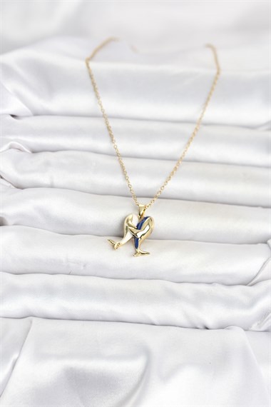 316L Çelik Zincir Gold Renk Dolphin Model Kadın Kolye