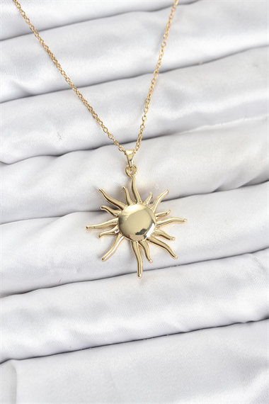 316L Çelik Zincir Gold Renk Güneş Model Kadın Kolye