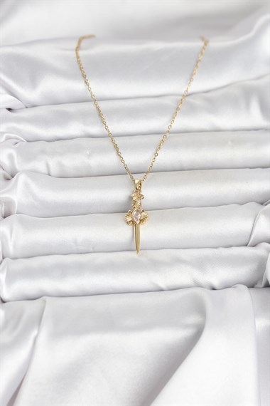 316L Çelik Zincir Gold Renk Kılıç Model Kadın Kolye