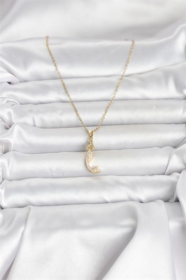 316L Çelik Zincir Gold Renk Zirkon Taşlı Deniz Kızı Model Kadın Kolye