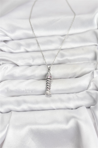 316L Çelik Zincir Gümüş Renk Balık Model Zirkon Taşlı Kadın Kolye