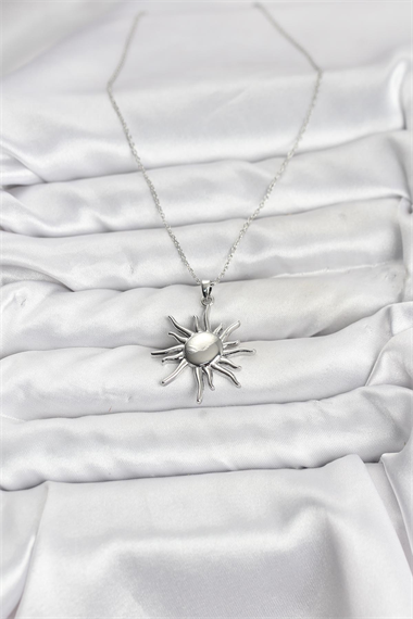 316L Çelik Zincir Gümüş Renk Güneş Model Kadın Kolye